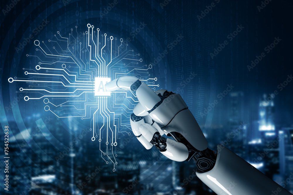 Poster xai 3d rendering futuristic robot technology development, artificial intelligence ai, and machine le