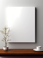 A white framed picture with a white background