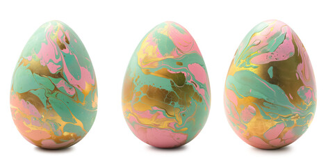 Fototapeta premium Set of fluid painted Easter eggs