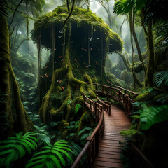 Enchanting Rainforest Canopy: A mystical rainforest canopy teeming with life