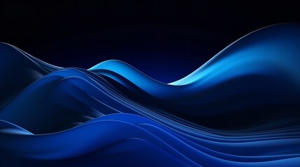 Dark Blue Abstract Color Gradient Wave on Black