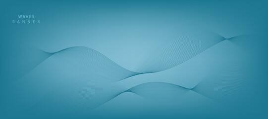 Abstract vector background with blue wavy lines. Blue wave background. Blue lines vector illustration. Curved wave. Abstract wave element for design.