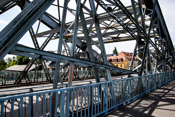 Beautiful Loschwitz Bridge over the Elbe River. Dresden, Germany.