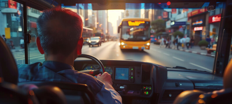 A tour bus driver navigates city streets safely, transporting passengers to various tourist attractions while providing commentary along the way