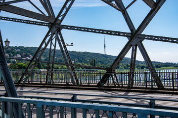 Beautiful Loschwitz Bridge over the Elbe River. Dresden, Germany.