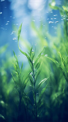 Freshwater aquarium plants oxygen bubbles blue green