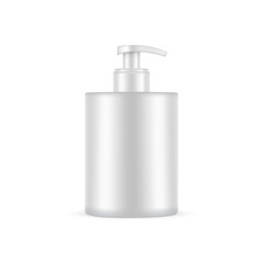 Small Plastic Pump Bottle For Liquid Hand Soap, Isolated On White Background. Vector Illustration