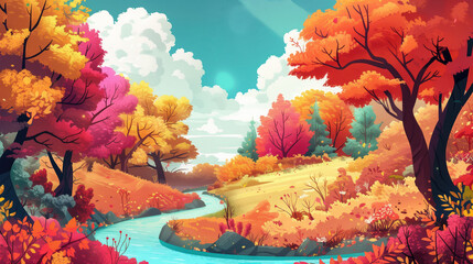 Obraz na płótnie Canvas BEautiful autumn forest landscape artwork