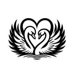 Fototapeta premium Beautiful swan engraved monochrome isolated vector illustration