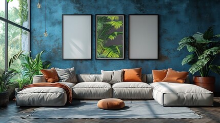 Frame Mockup in Scandinavian Living Room Interior