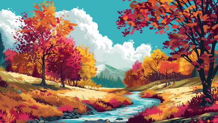 Autumn landscape panorama scene