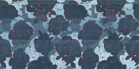 Floral blue navy denim effect flax fiber natural pattern detailed woven linen grunge texture . Organic fibre weave fabric surface material effect style design
