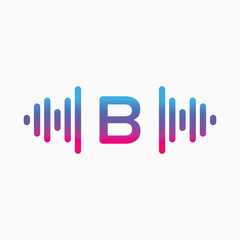 B letter with Pulse music player element. Logo template electronic music, equalizer, store, dj, nightclub, disco. Audio wave logo concept, Multimedia Technology themed, Abstract Shape vector
