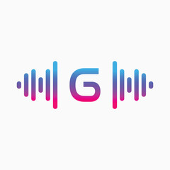 G letter with Pulse music player element. Logo template electronic music, equalizer, store, dj, nightclub, disco. Audio wave logo concept, Multimedia Technology themed, Abstract Shape vector