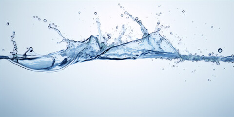 Water splash with bubbles on a white background.