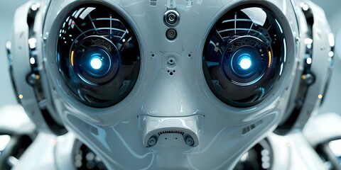 Detailed Robots Face Displaying Various Emotions. Concept Robots, Emotions, Detailed Faces, Expressions, Technology
