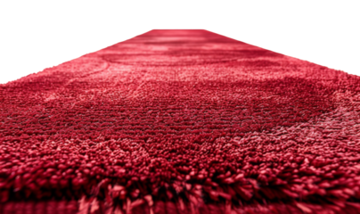 Close-up of plush red carpet texture for VIP events, cut out - stock png.