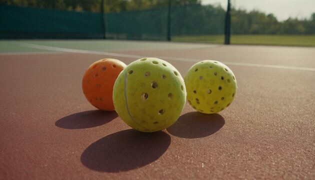 Pickleball game. Focus on the sword and legs of the players. The concept of an active lifestyle, sports game.