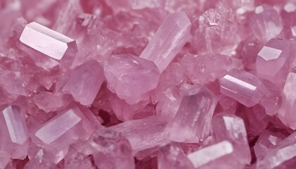 Pink quartz crystals macro background 