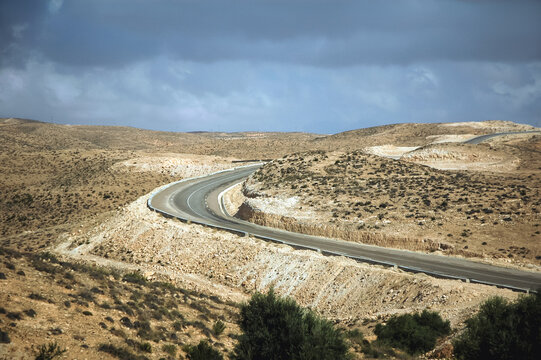 Mountain road near Toujane Berber village near Matmata city, Kebili Governorate, Tunisia