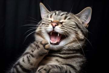 Joyful Cat's Gleeful Chuckle - obrazy, fototapety, plakaty