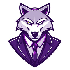 Fototapeta premium Male businessman wolf in a suit esport vector logotype, wolf logo, wolf icon, wolf sticker, wolf symbol, wolf emblem