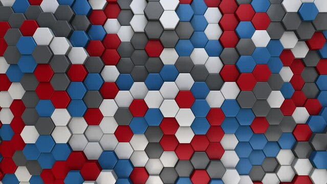 Hexagon Background with American Flag Colors USA Flag Colors Abstract American Flag pattern, 3D Render