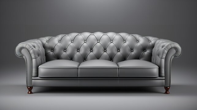 Leather Upholstered Sofa, Background Grey Color