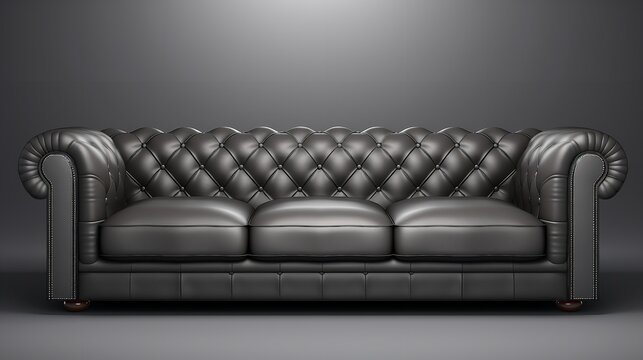 Leather Upholstered Sofa, Background Grey Color