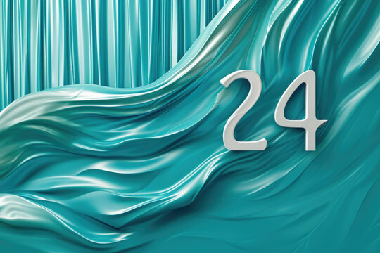 Blue and white background with number 24 in white