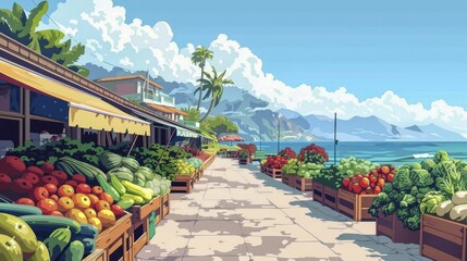 A local market selling locally sourced and organic produce, cutting down on transportation emissions.