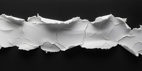 a piece of torn crumpled white paper on a black background,copy space,a concept for creative graphic design,marketing and advertising