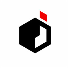 Geometric abstract PJ letter logo design.