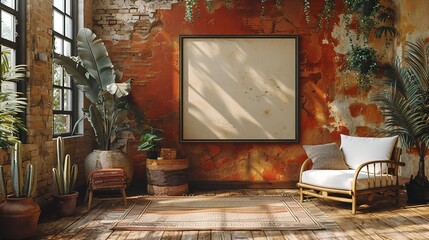 Mockup Frame in Home Office Interior Background