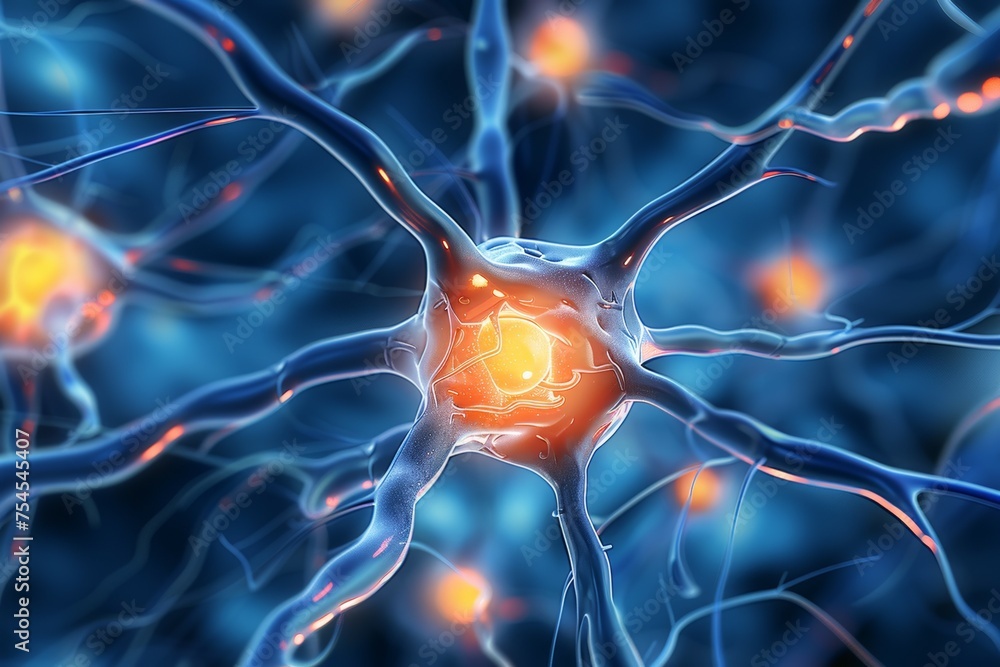 Poster nerve cell. background with selective focus and copy space