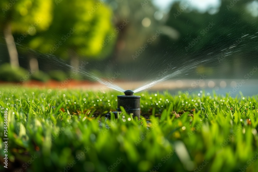 Poster watering and irrigation concept. background with selective focus and copy space