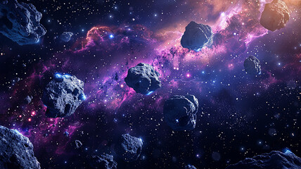 Fototapeta na wymiar Meteorites. Deep space image, science fiction fantasy in high resolution ideal for wallpaper and print. Elements of this image furnished by NASA