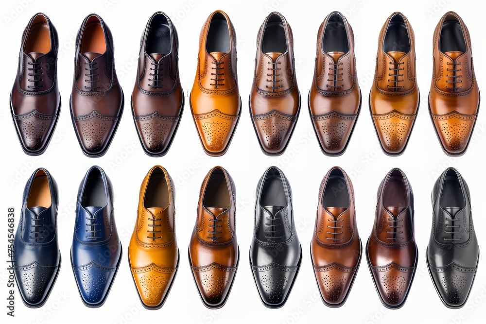 Poster a row of shoes with different colors and styles