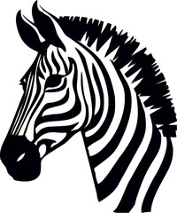 Zebra in a minimalist style. Black and white layout for laser cutting on wood and vinyl. Wall decoration for a stylish room.