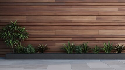 Modern Outside Wall Covering with Horizontal Wood Panels