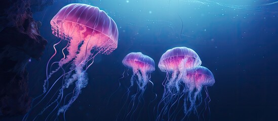 Graceful Jellyfish Gliding in the Serene Ocean Depths Surrounded by Breathtaking Marine Life