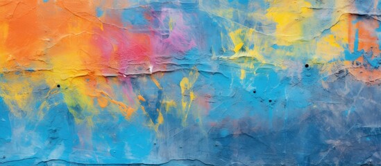 Vibrant Abstract Art: Blue and Yellow Paint Brush Strokes Creating Colorful Background