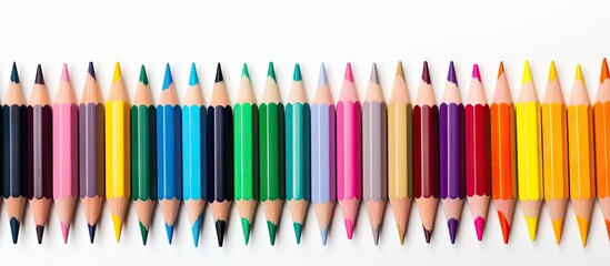Obraz premium Vibrant Set of Colorful Pencils Arranged in a Neat Row for Artistic Creativity