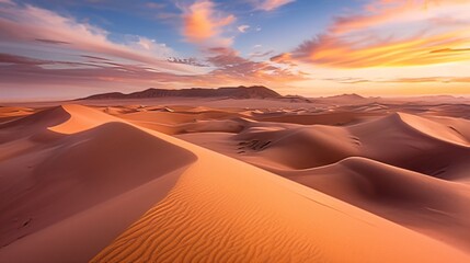Fototapeta na wymiar Horizontal AI illustration desert twilight serenity. Landscape concept.
