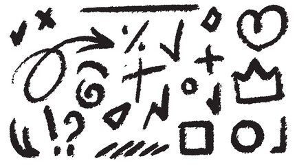 A group of chalked arrows and frames.