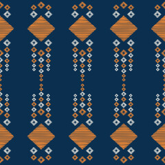 Fototapeta na wymiar Traditional Ethnic ikat motif fabric pattern geometric style.African Ikat embroidery Ethnic oriental pattern blue background wallpaper. Abstract,vector,illustration.Texture,frame,decoration.
