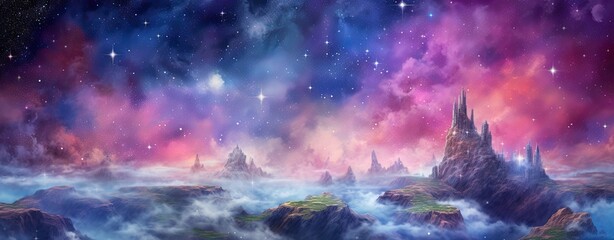 Naklejka premium Colorful space above planet