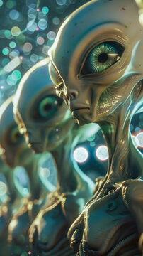 Advanced alien civilization watching over Earth from their spaceship, mobile phone wallpaper