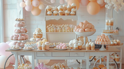 balloons decor birthday Gender neutral baby shoes and accessories over beige background. baby shower or birth announcement cards, with neutral theme frame , knitted socks, toys and cute accessories