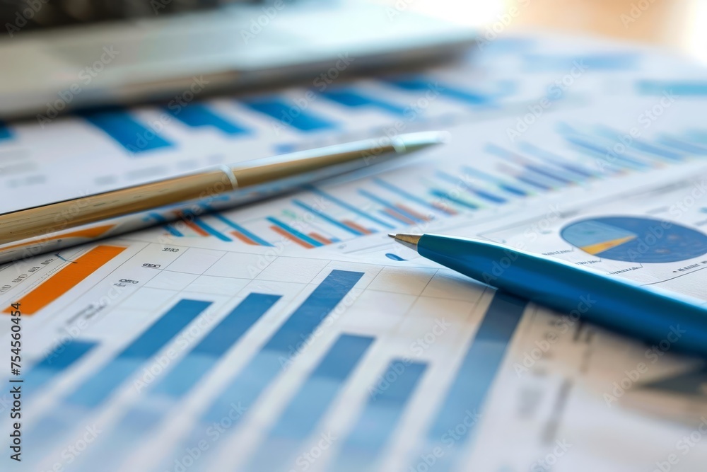 Poster comprehensive business report analytical graphs and charts corporate documentation
